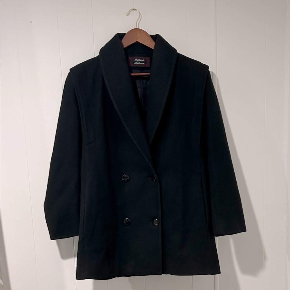 Stephanie Matthew’s Black Double-Breasted Pea Coat women’s Vintage